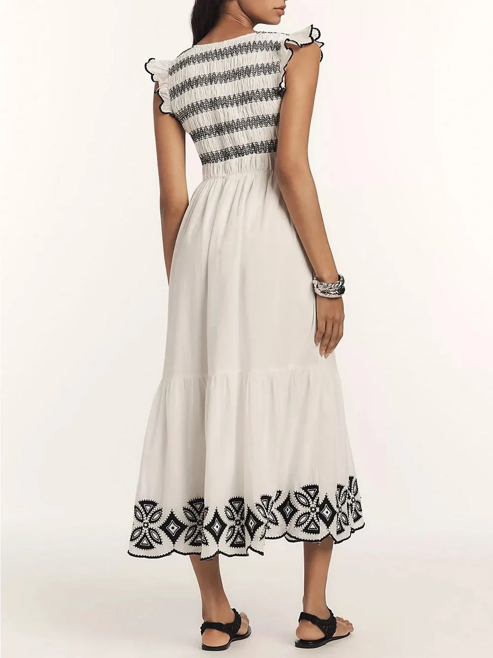 The Peregrine Midi Dress: Embroidered Smocked Edition
